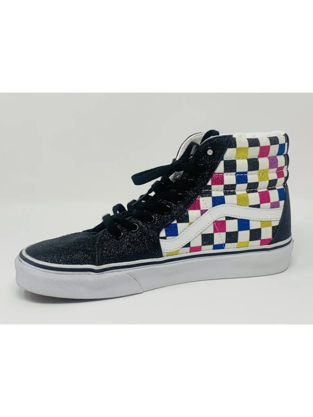 Vans Hi-Tops Checkered Glitter 8.5 Men’s 10 Women’s Skateboard Sneakers Shoes